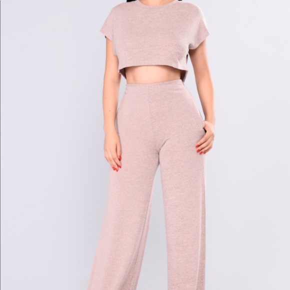 Fashion Nova Pink/Grey Two-piece Pant Set - Picture 1 of 6